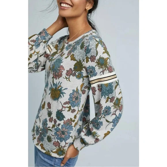 Anthropologie Dolan Left Coast Tagawa Gray
Floral Blouson Sleeve Sweatshirt - Picture 4 of 12